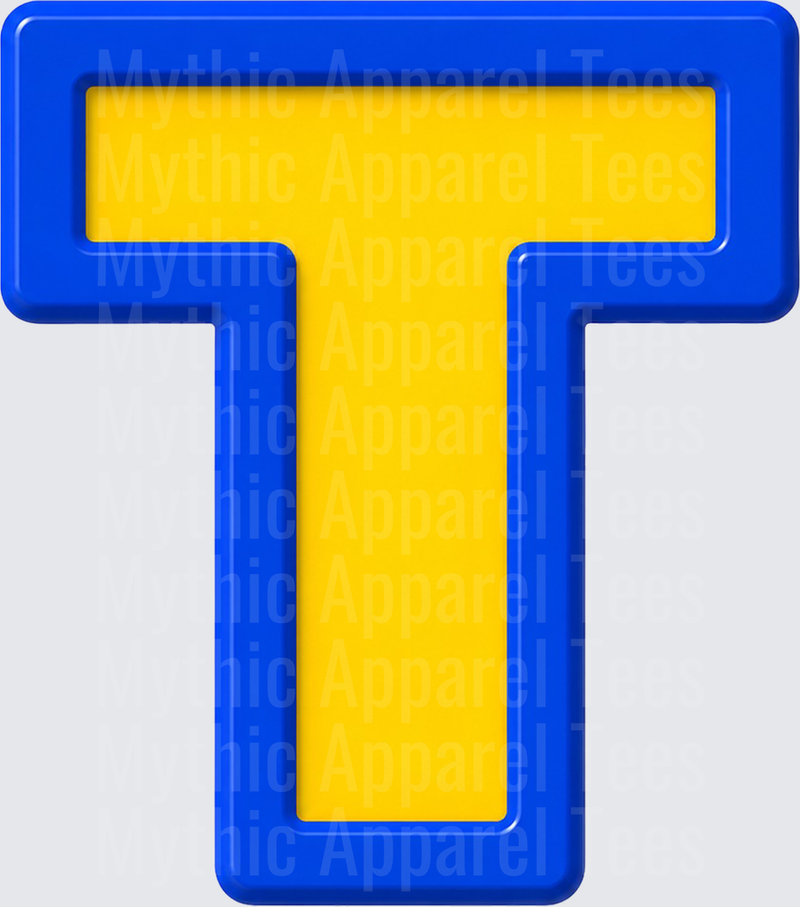Toy Story Alphabet Letter T Blue and Yellow Bold Block