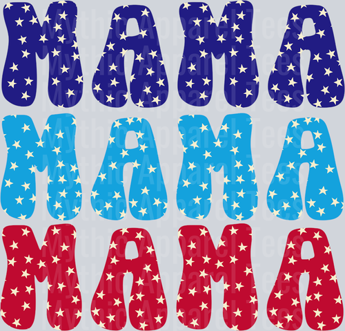 Mama dark blue light blue and red DTF MOM Transfers