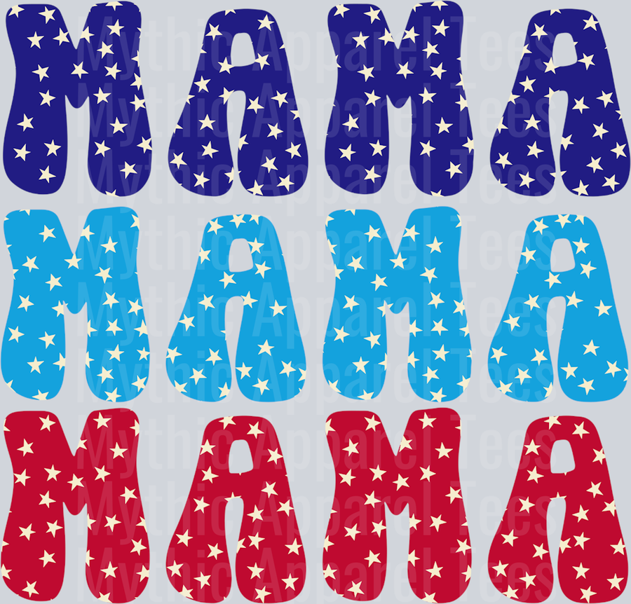 Mama dark blue light blue and red DTF MOM Transfers