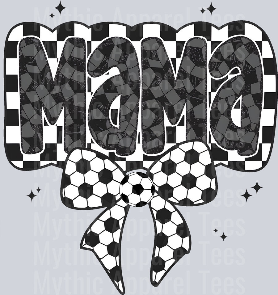 mama checker outline checker bow cute style DTF Soccer Transfers