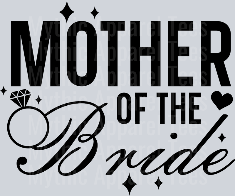 Mother of the bride black with sparkles DTF Wedding Transfers