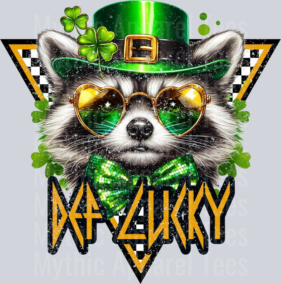 Def Lucky Distressed Raccoon St Patrick's Day