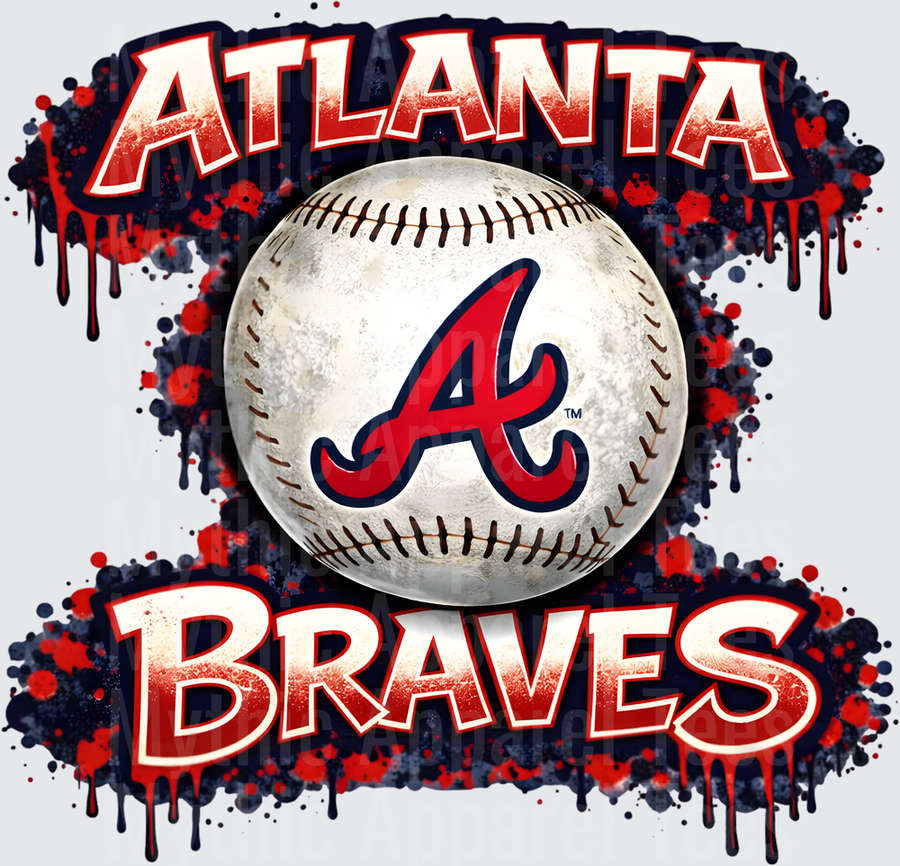 MLB Transfers Atlanta Braves Baseball with Paint Splash Effect