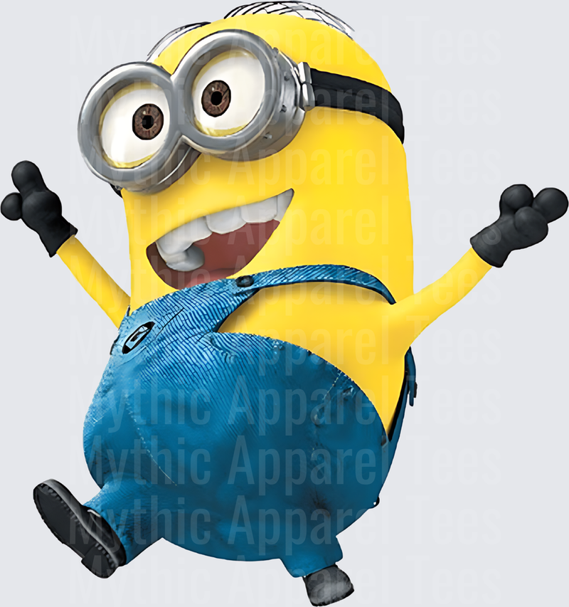 Minnions Dave Jumping with Arms Raised Big Smile Blue Overalls