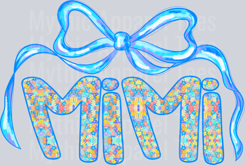 MiMi Blue Iridescent Bow DTF MiMi Transfers