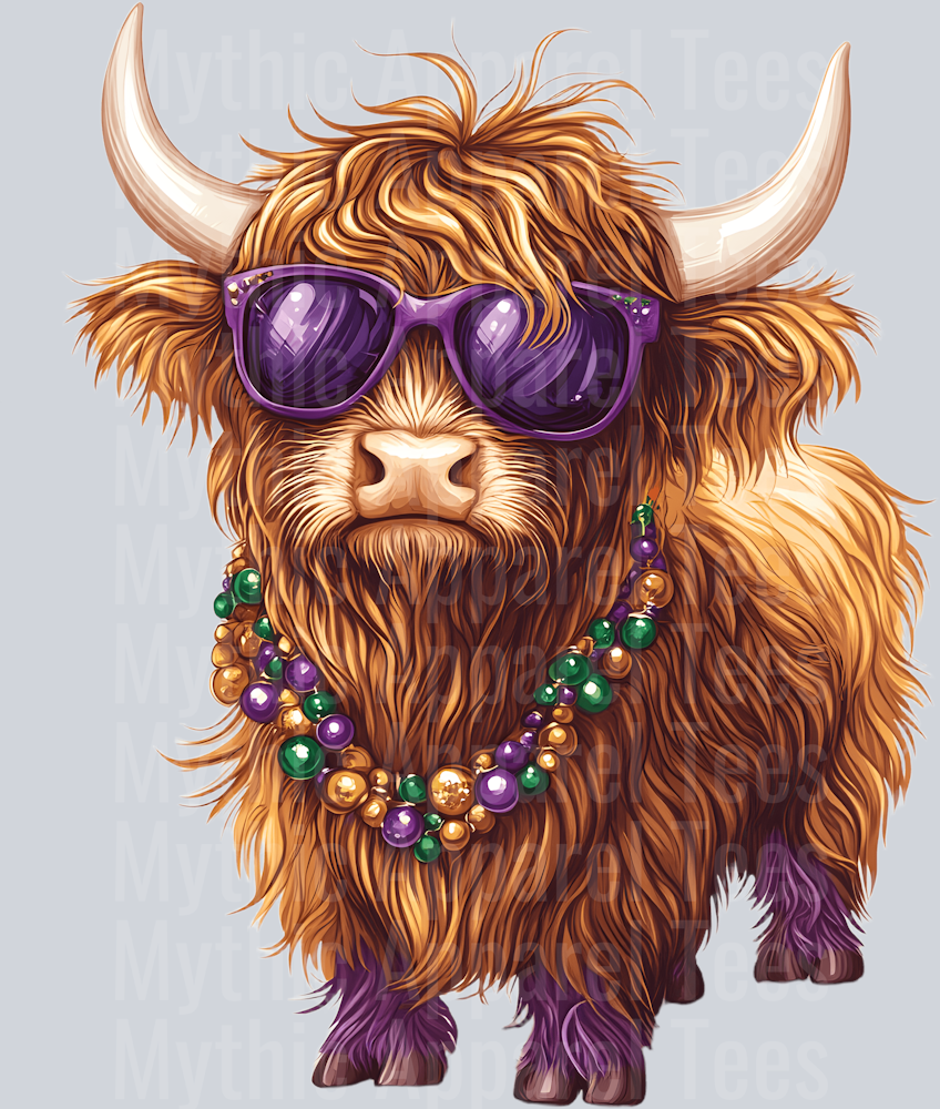 AZ782 Mardi Gras Highland Cow (42)