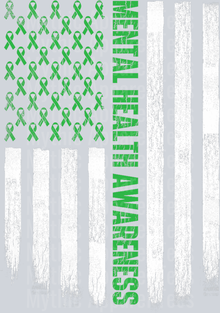 American Flag with Ribbons DTF Mental Health Awareness Transfers