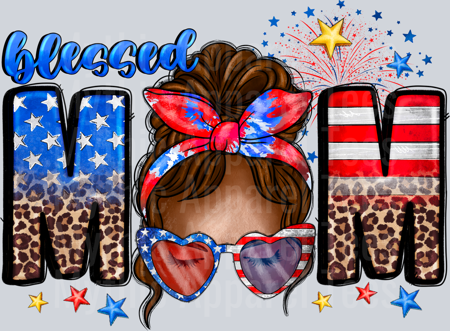 Blessed Mom 4th of july DTF Patriotic Transfers
