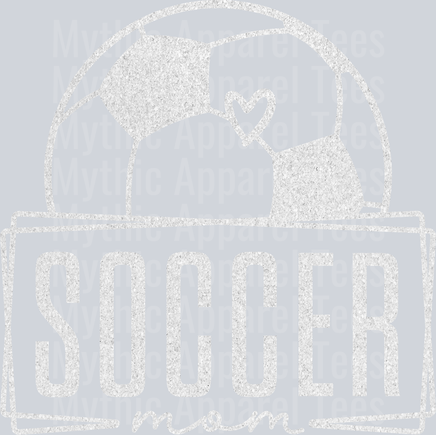 Soccer mom White Glitter 1 DTF Soccer Transfers