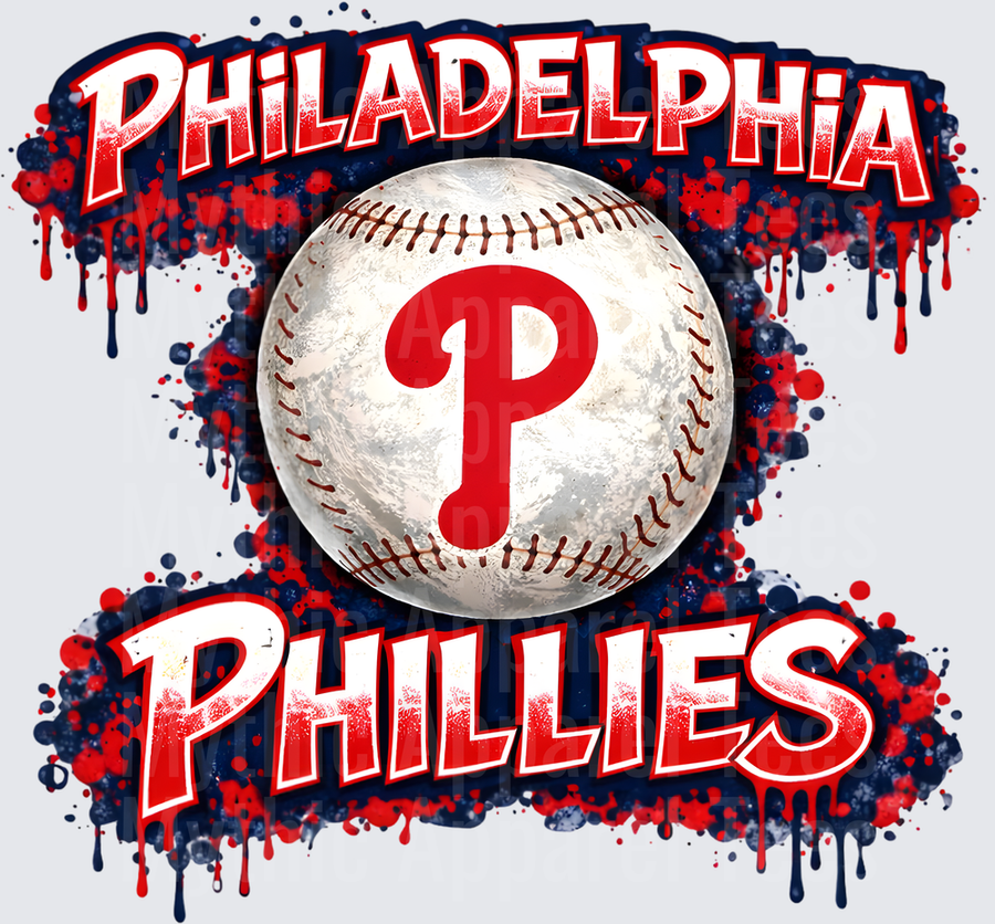 MLB Transfers Philadelphia Phillies Baseball Paint Splatter Design