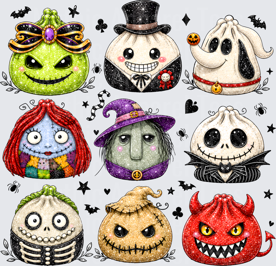 Dumplings Nightmare Before Christmas Character Collection Oogie Boogie Sally Jack Skellington Zero Witch Mayor Devil Pumpkin King Cute Halloween Kawaii Squad