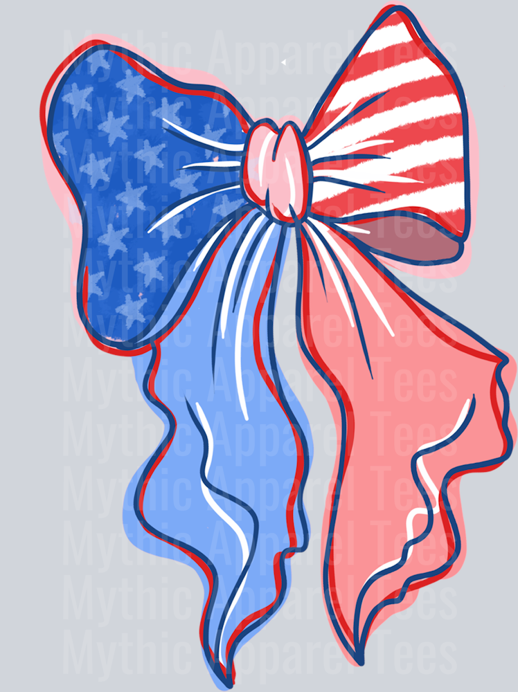 Little Miss Firecracker Front bow 4th of July DTF Patriotic Transfers