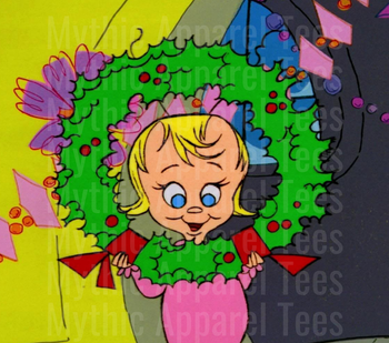 Cindy Lou Who Peeking Through Christmas Wreath How the Grinch Stole Christmas Classic Animation