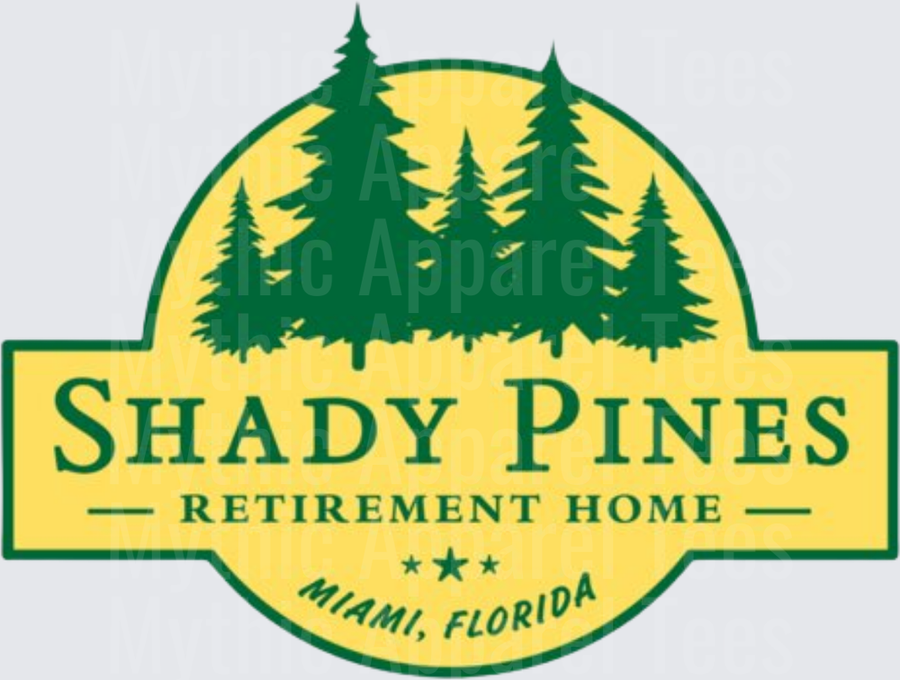 Golden Girls Shady Pines Retirement Home Miami Florida Pine Tree Logo Badge Design