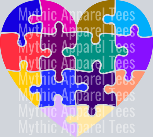 Puzzle Piece Heart LGBTQ+ Transfer