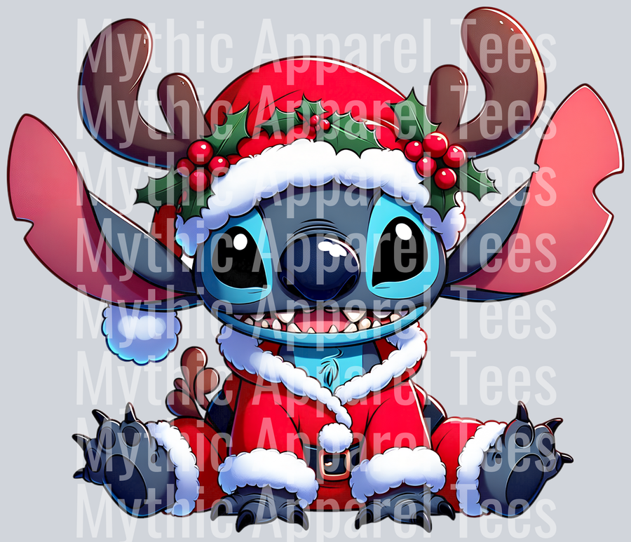 Stitch Christmas - Antler and Holly Plants - Christmas DTF Transfer