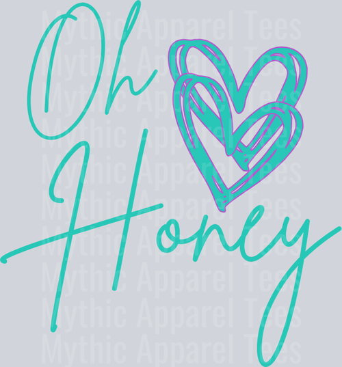 Oh Honey Blue Neon Hearts DTF Empowerment Transfers
