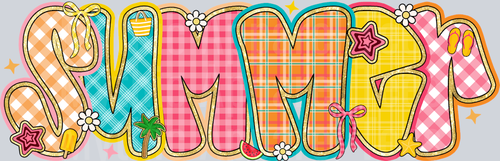 Preppy Summer no other words, cute checker and plad pattern DTF Summer Transfers