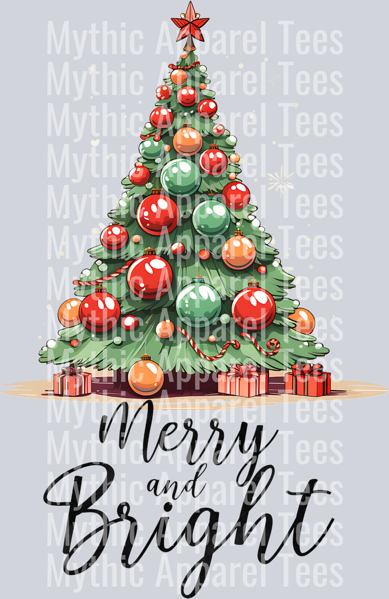 Merry And Bright – DTF Heat Transfer – Holiday Christmas Design