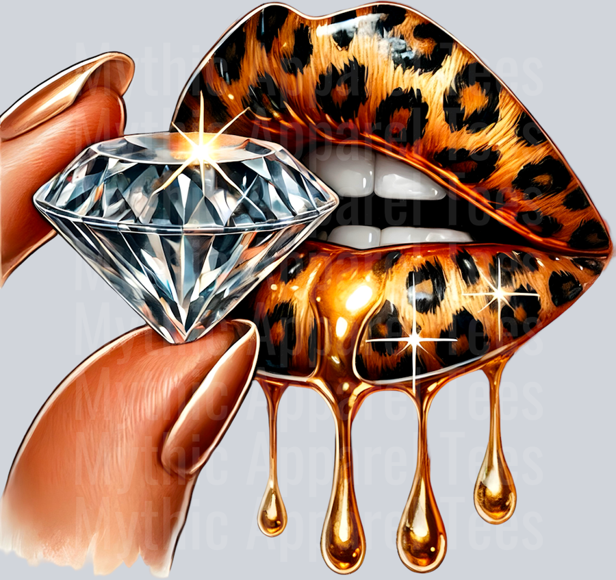 Gold Leopard Diamond Lips (14) DTF Glam Transfers