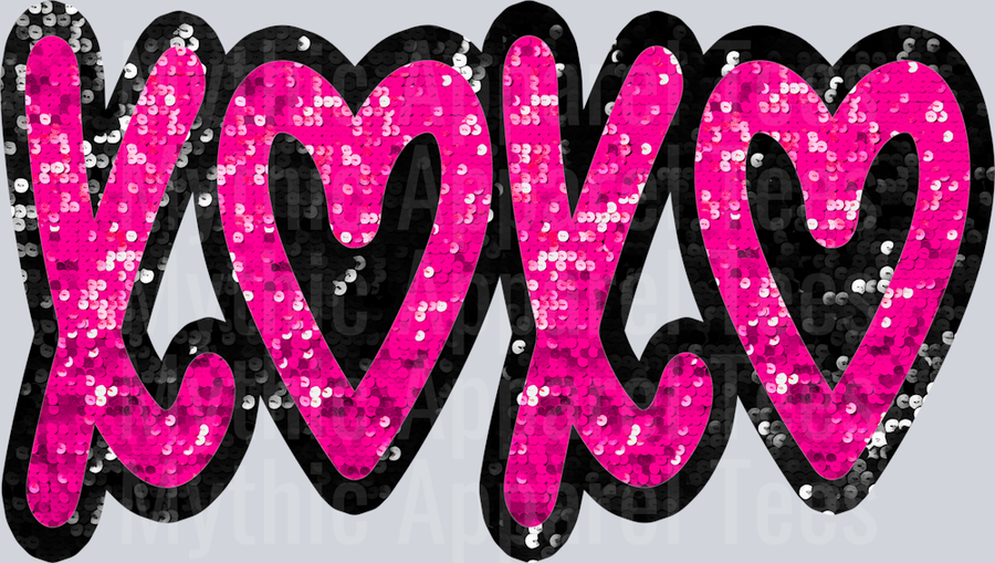 XOXO Pink Sequin Style Combo Valentines Day Design