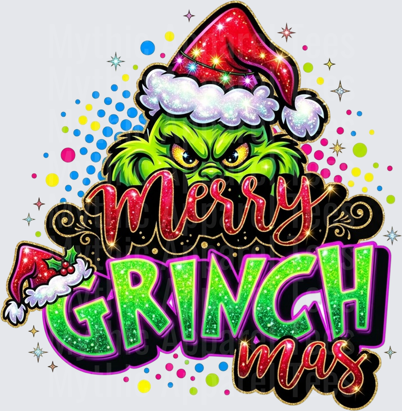 New Grinch Merry Grinchmas Santa Hat Glitter Holiday Design
