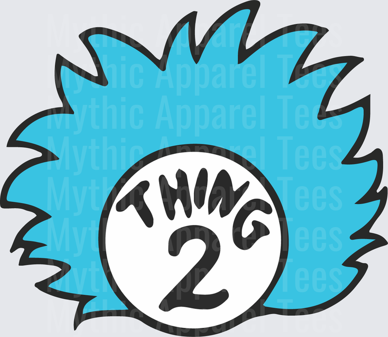 DR Seuss Thing 2 Blue Wild Hair Circle Badge Design