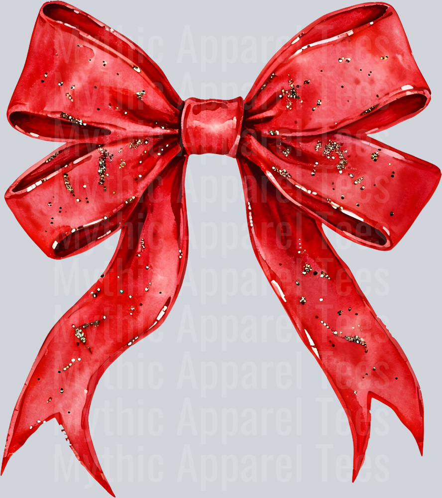 Red Bow Glitter Style Distressed Valentines Day Design