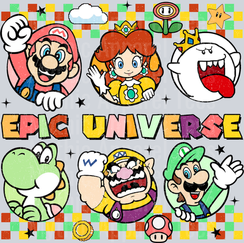 Epic Universe Ghost Mario Warrio Luigi DTF Epic Park Transfers