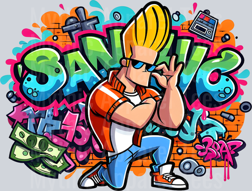 Johnny Bravo 2 Graffiti DTF Pop Culture Transfers