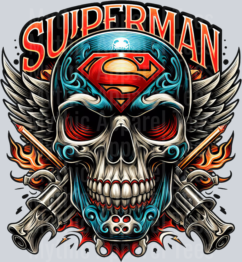 Superman Head Logo Skull Pt 2 DTF Superhero Transfers