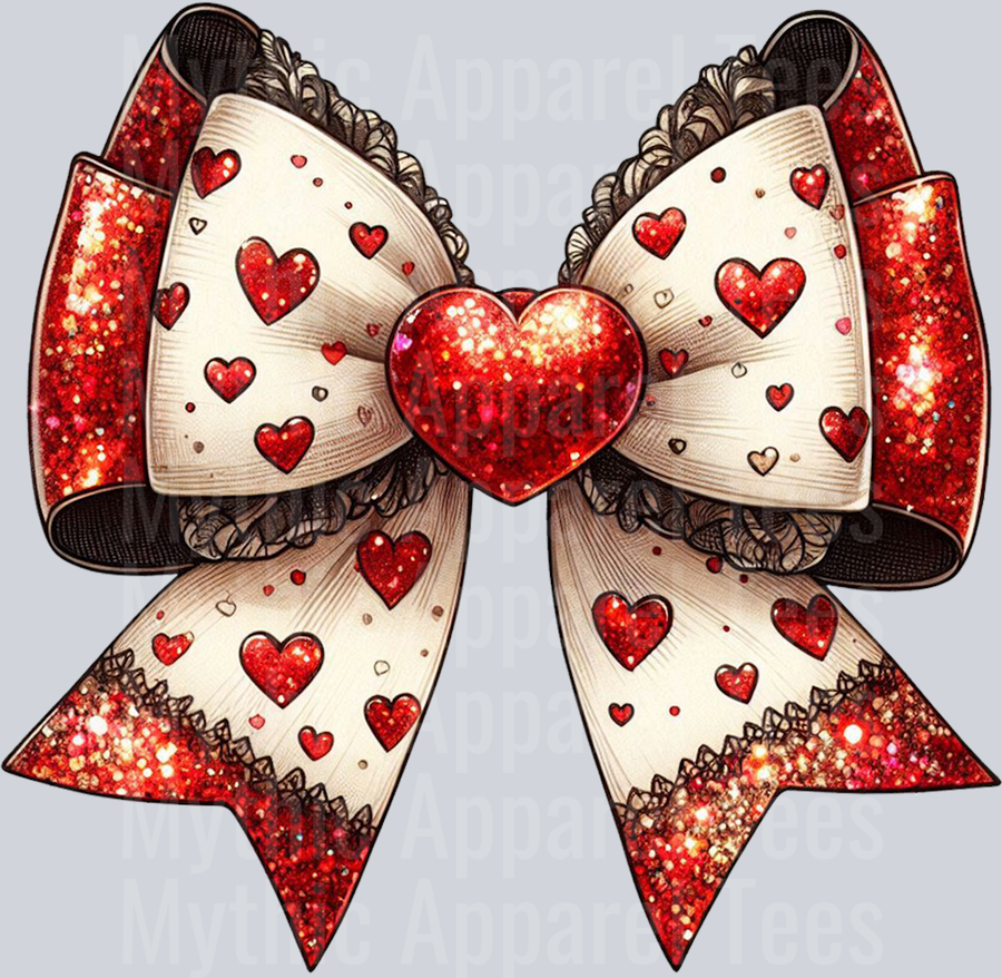 Bow Red and White Glitter Style Combo Valentines Day Design