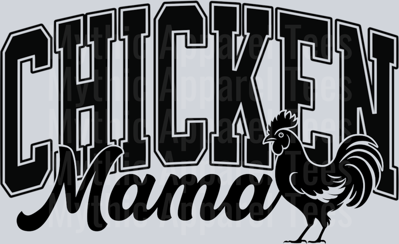 Chicken Mama Varsity Letters Black