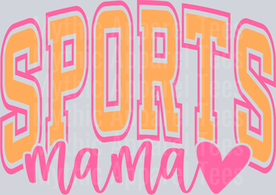 Sports Mama Orange and Pink Varsity Letters