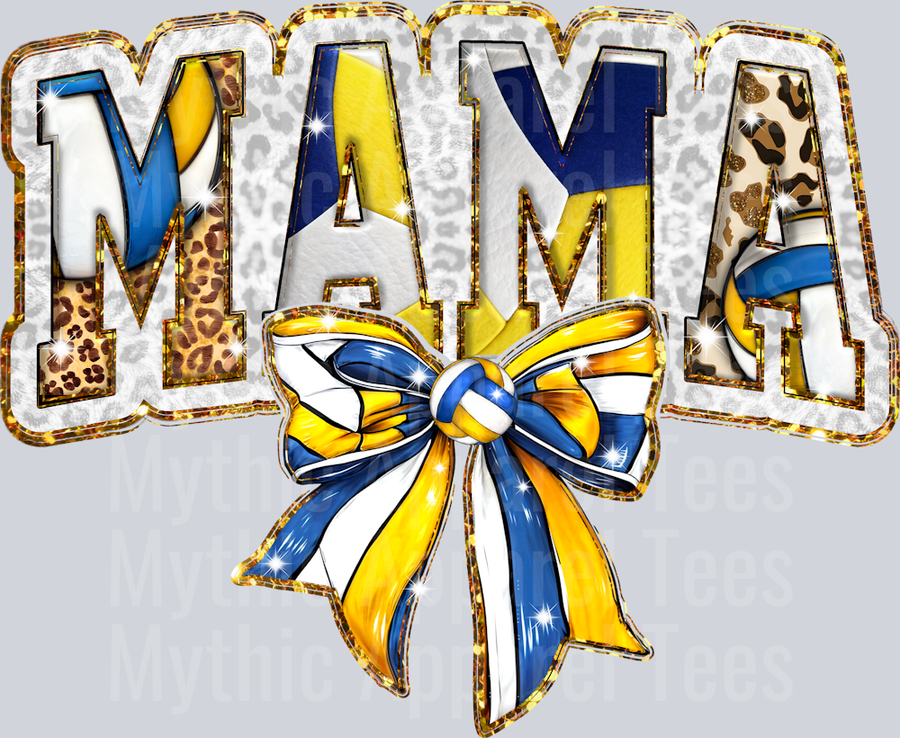 Volleyball mama with yellow and blue volleyball colors cute DTF Sports Transfers
