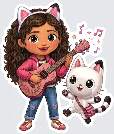 Gabby's Doll House Gabby Playing Pink Ukulele with Pandy Paws