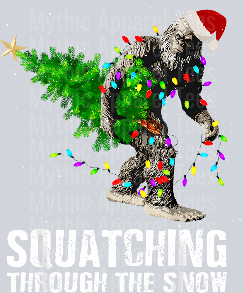 51 Bigfoot Squatching Through The Snow Christmas Tree T Shirt T-Shirt