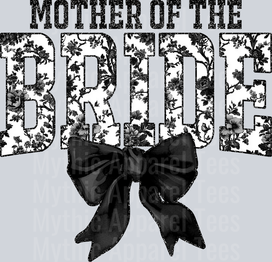 Black Mother Of The Bride College Font With Bow Floral Pattern Wedding
