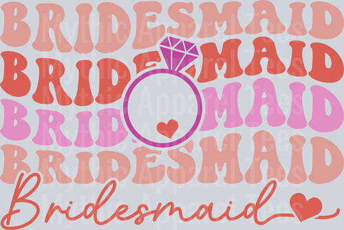 Bridesmaid Retro with Ring DTF Bridesmaid Transfers