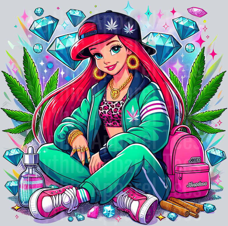 Ariel Cheeta Print Jewels Smoking Weed DTF Weed Transfers