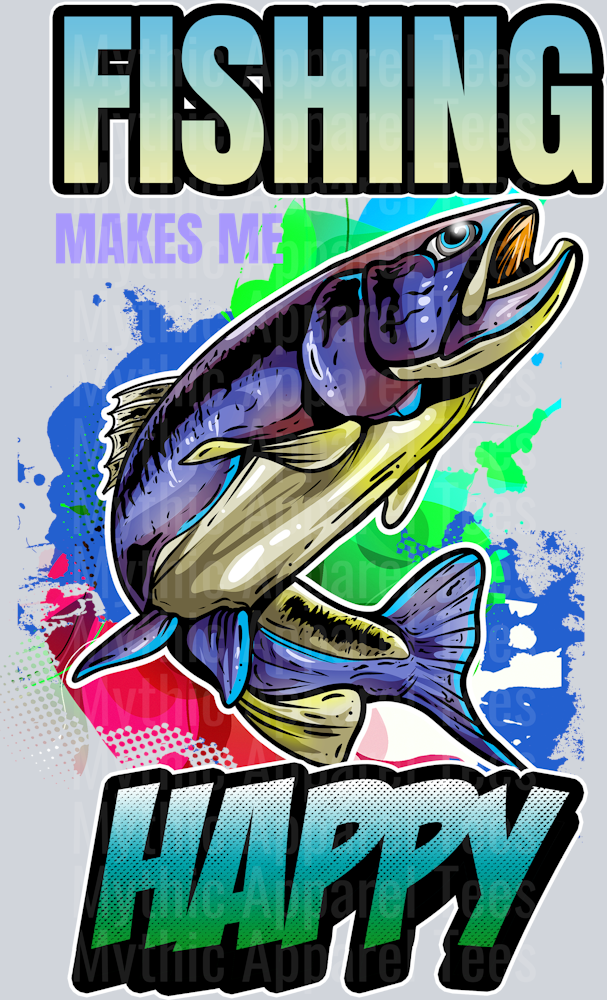 10. FISHING MAKES ME HAPPY DTF Fishing Transfers