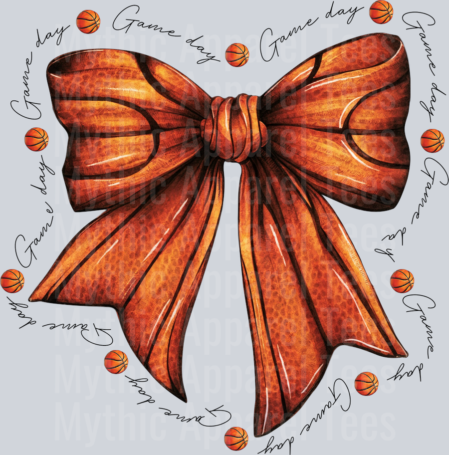Basketball Bow with black gameday and basketballs cute DTF Sports Transfers