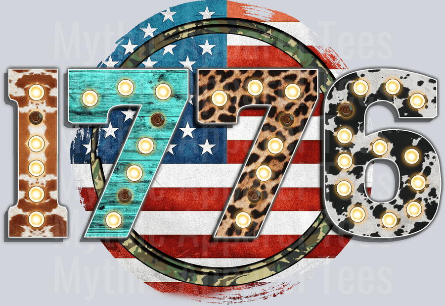Western 1776 Stripes and wood style 4th of July DTF Patriotic Transfers