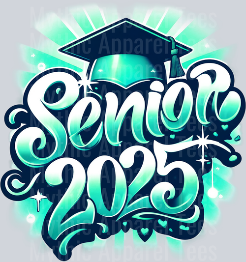 002 Airbrushed Senior 2025 Mint DTF 2025 Senior Graduation Transfers