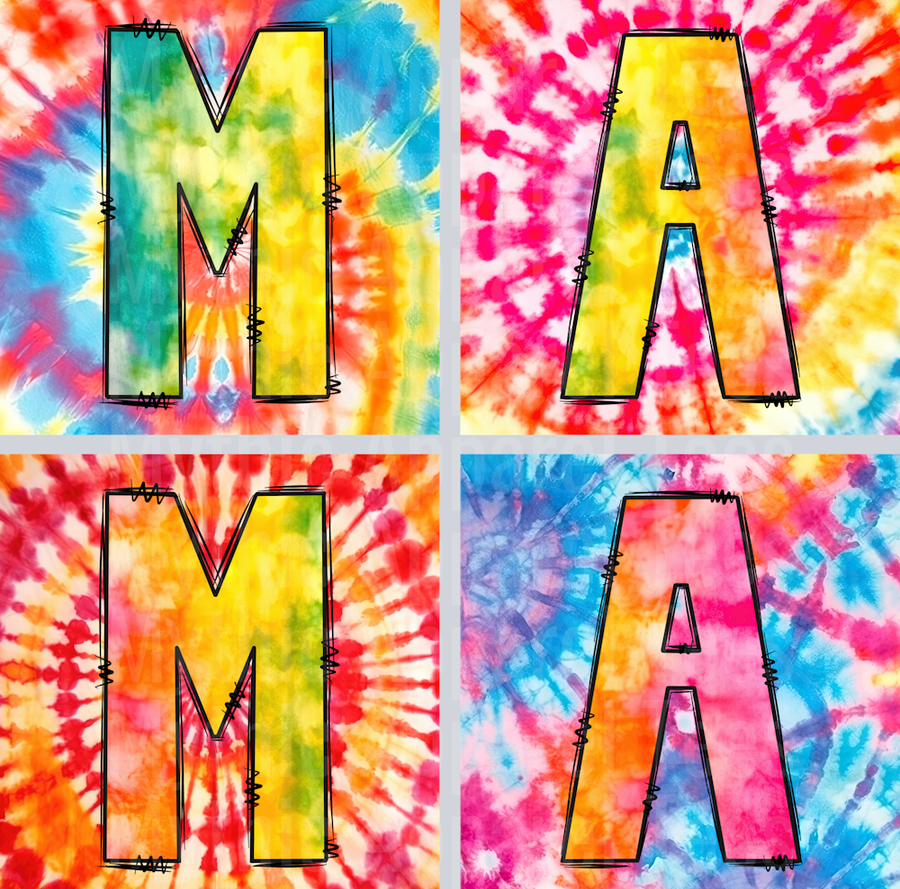 mama 48 Tie Dye DTF MOM Transfers