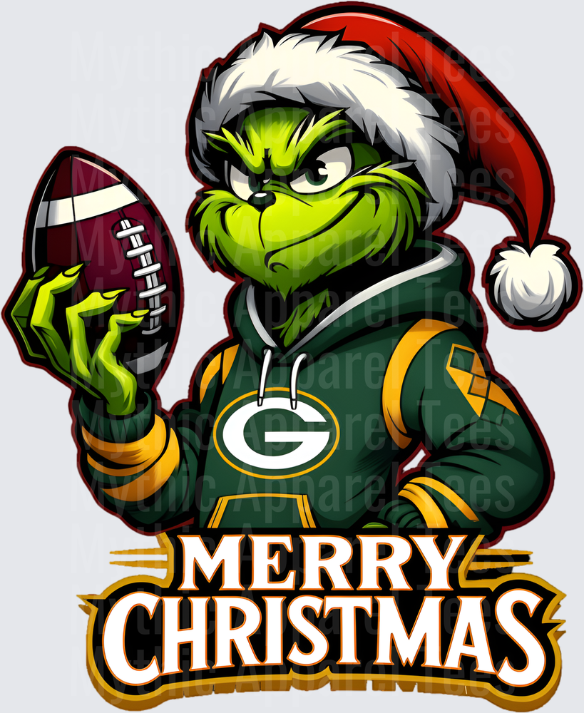 Grinch Santa Hat Green Bay Packers Hoodie Football Merry Christmas