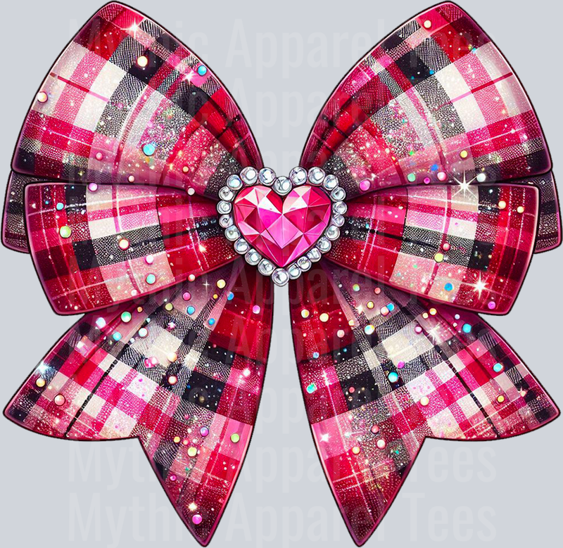 Bow red and pink plaid Style Combo Valentines Day Design