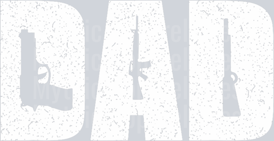 Dad with guns in letters DTF Dad Transfers