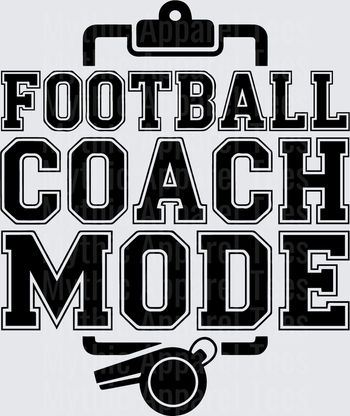 American Football Coach Mode Bold Varsity Lettering with Clipboard and Whistle