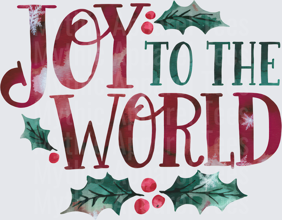 Joy To The World Watercolor Holly Berry Christmas Quote